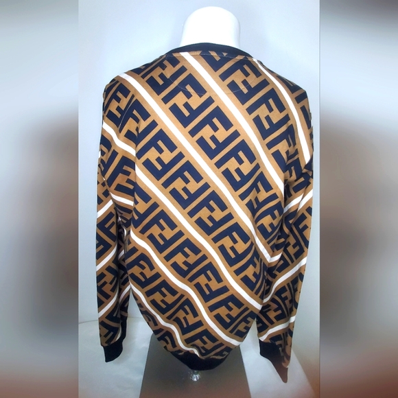 NWOT Fendi Size XL Men's FF Monogram Crewneck Sweatshirt -Made In Italy 6828 - Picture 3 of 14